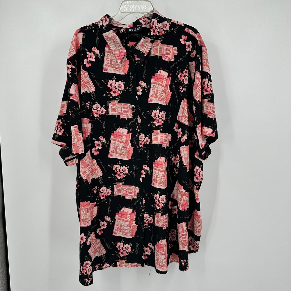 Maggie Barnes Womens‎ City Scape Print Tunic Top Size 32W Shirt Floral Blouse